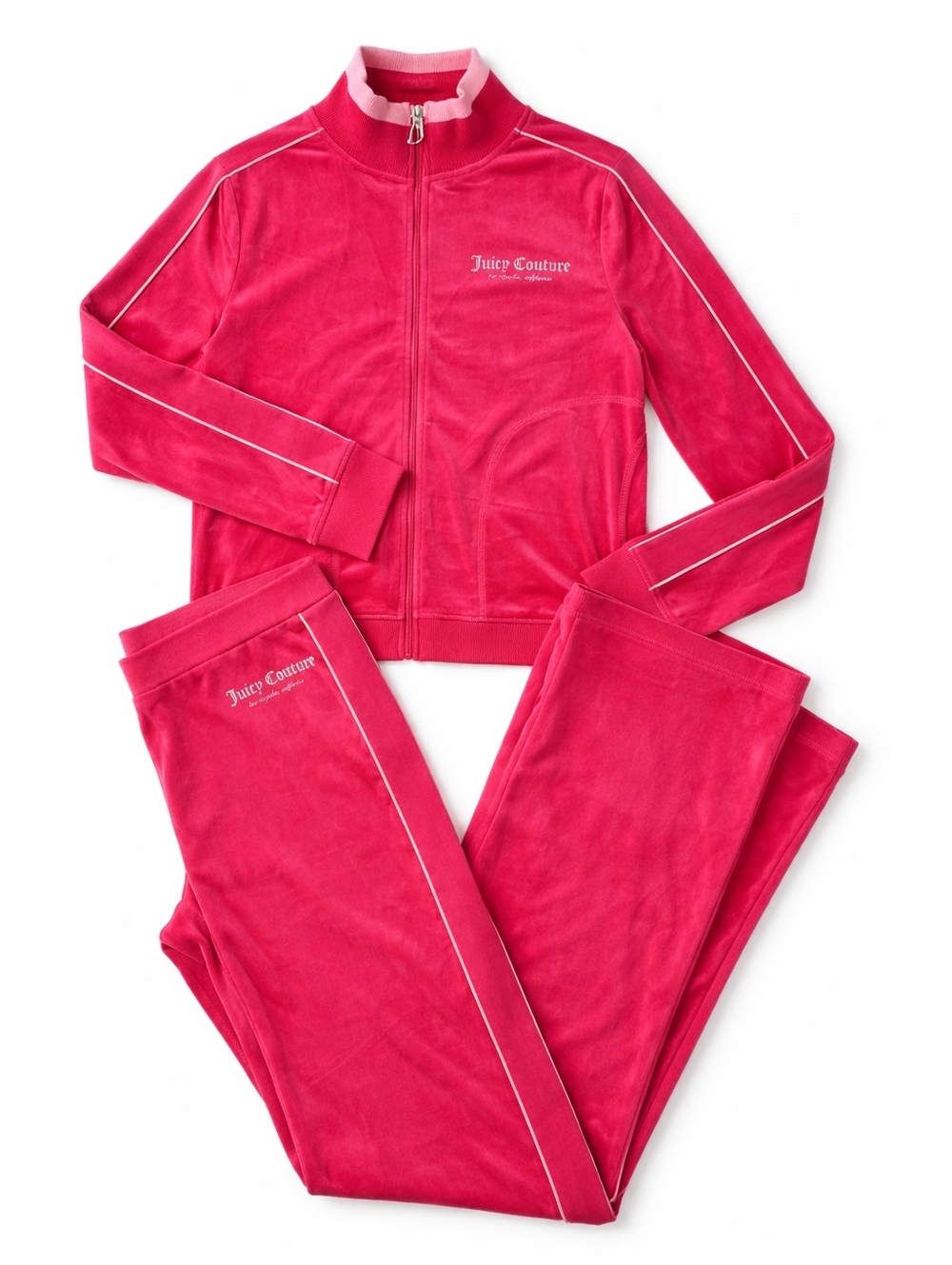 JUICY COUTURE Vixen Pink Velour Tracksuit Jacket & Pant Set Size XL
